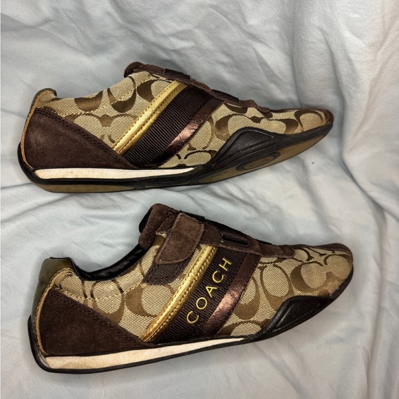 Coach Jenney Signature Sneakers | Brown & Gold | Size 7.5M | Logo Athletic Shoes - Picture 4 of 8